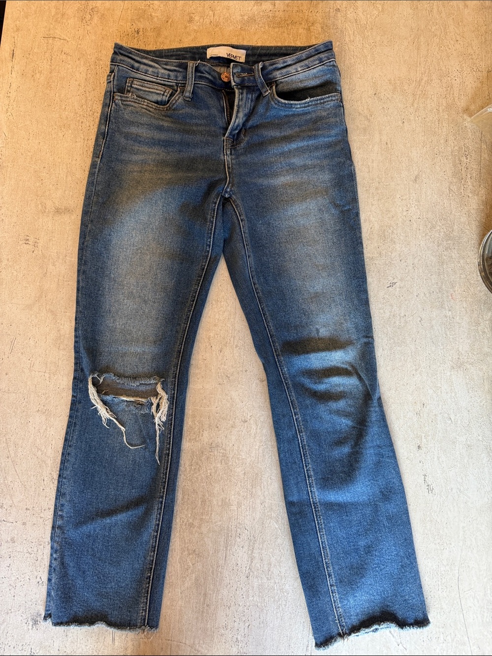 High-Rise Light Blue Cropped Straight Jeans - Picture 2 of 5